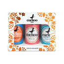 Cuckoo Gin from Brindle Distilery white gift box with gold embelishments - 3 5cl gin bottles.
