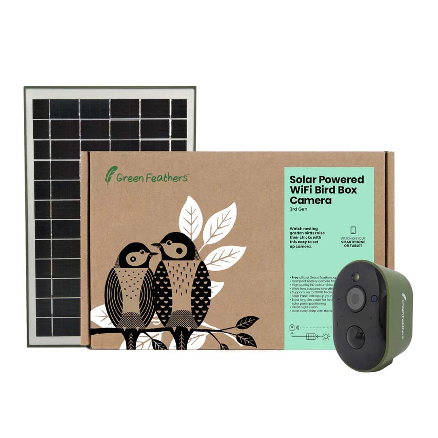 Solar powered WiFi bird box wildlife HD camera