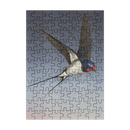 Jigsaw puzzle with a Swallow in flight on a gray background