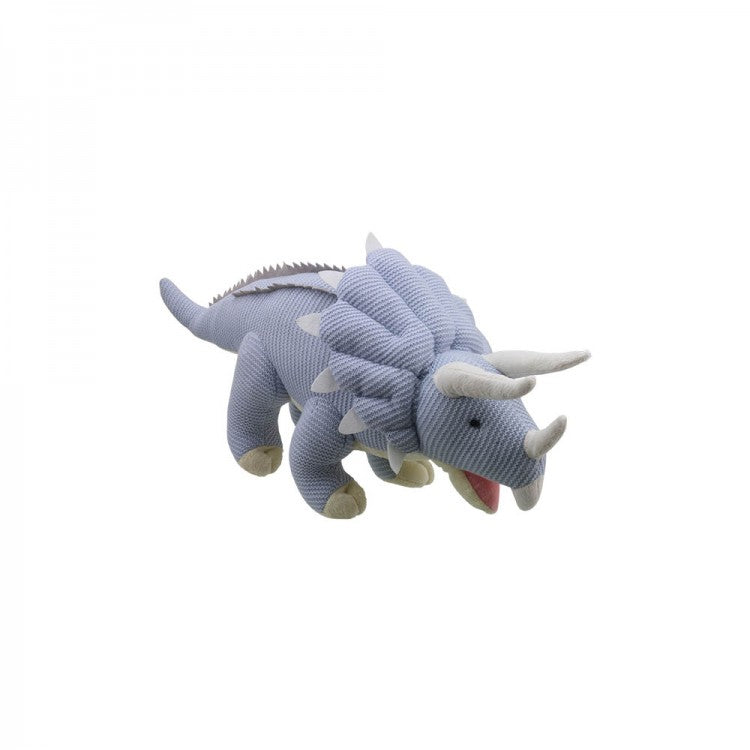 Knitted Triceratops soft toy - Blue