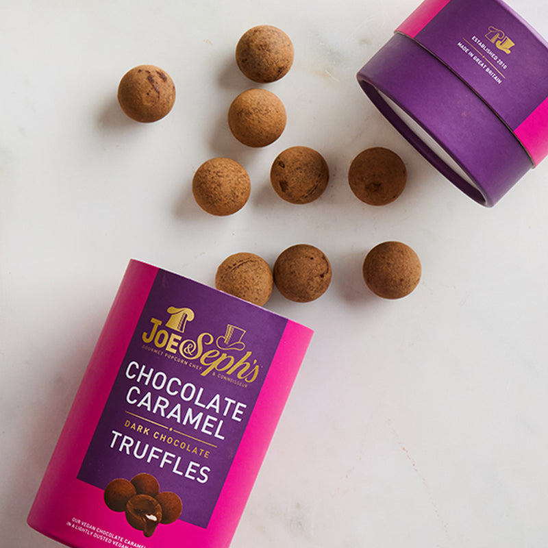 Vegan dark chcoclate caramel truffles