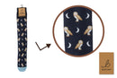 Bartleby’s navy Funky Welly Socks with a repeating owl and moon pattern.
