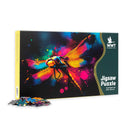 Wetland icons Jigsaw puzzle box with a colorful dragonfly design 