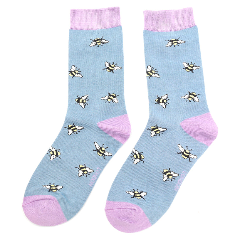 Ladies bumble bee scattered socks - denim