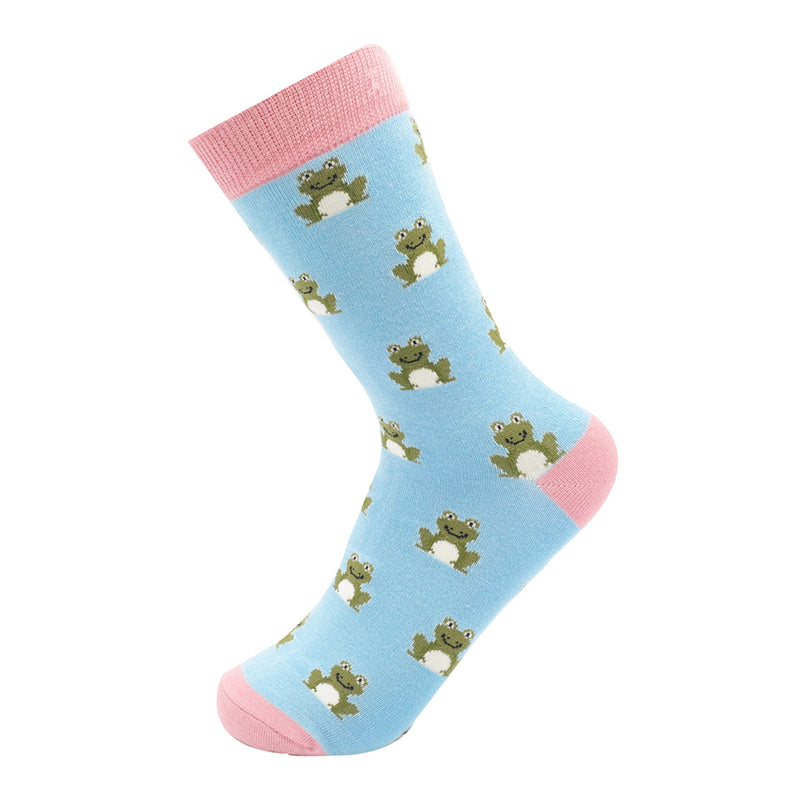 Ladies frogs socks - light blue