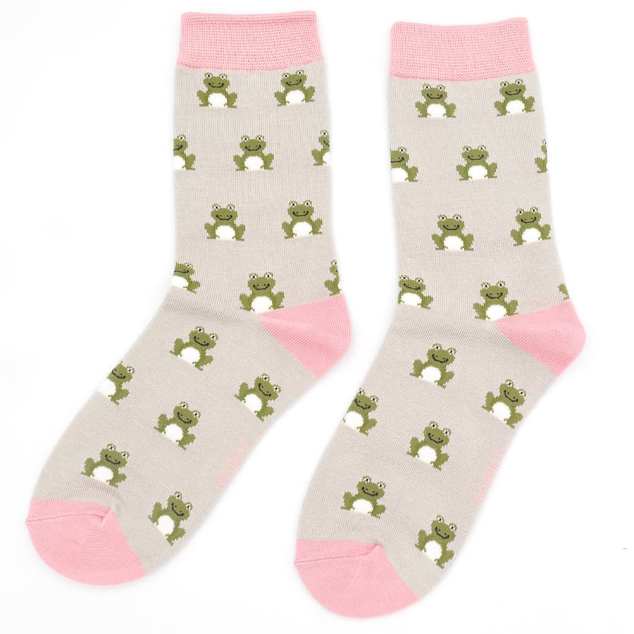 Miss Sparrow ladies frog socks - silver