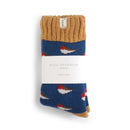 Miss Sparrow ladies winter little robins socks - navy
