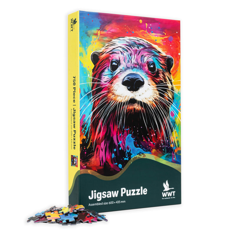 WWT Jigsaw puzzle with a colourful otter illustration 