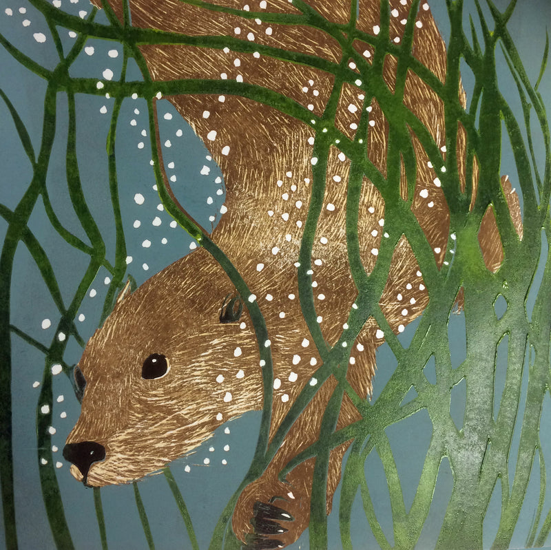 Sue Welfare Otter diving greeting card