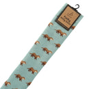 Bartleby’s light blue Funky Welly Socks with a repeating otter pattern.