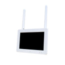 White electronic screen and antennas on a white background.