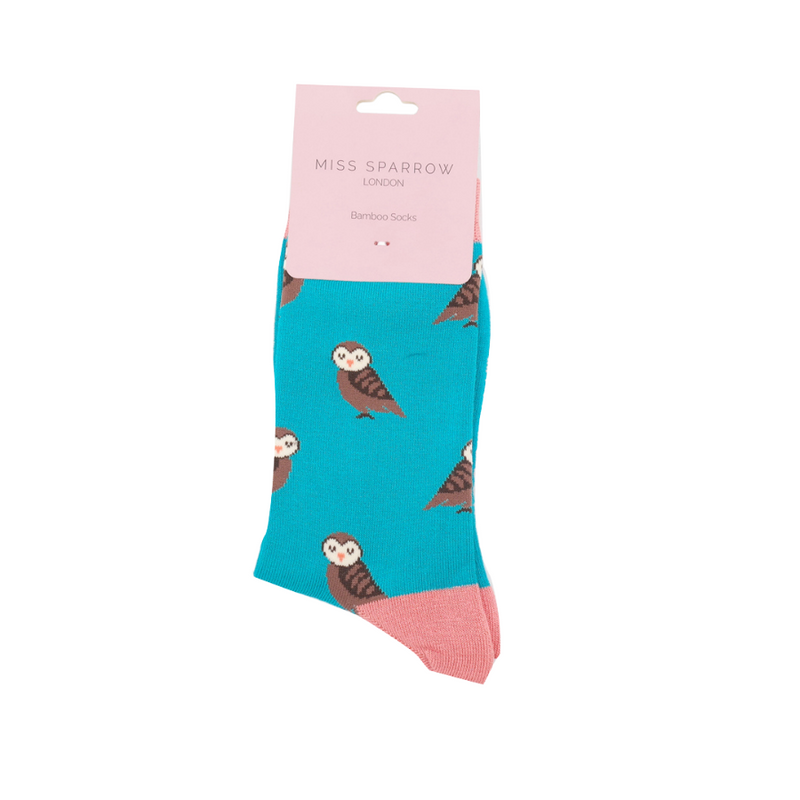 Ladies cute owl socks - Turquoise