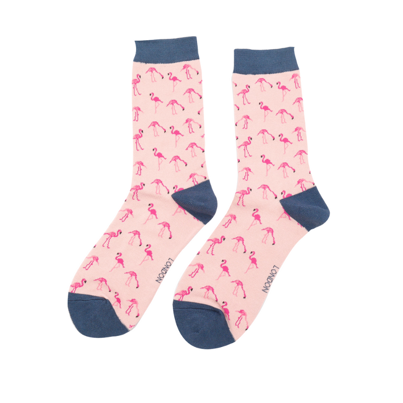 Miss Sparrow ladies wild flamingo socks - dusty pink