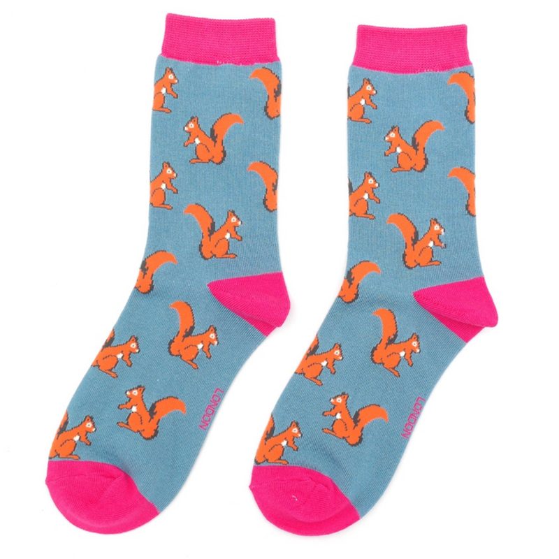 Ladies squirrel socks - denim