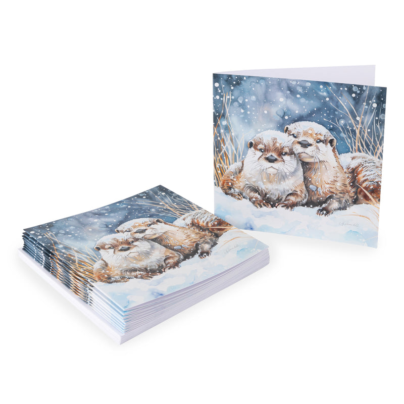 Snowy otters Christmas Cards