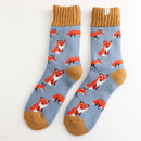 Miss Sparrow Ladies Winter Socks Foxes - Powder Blue