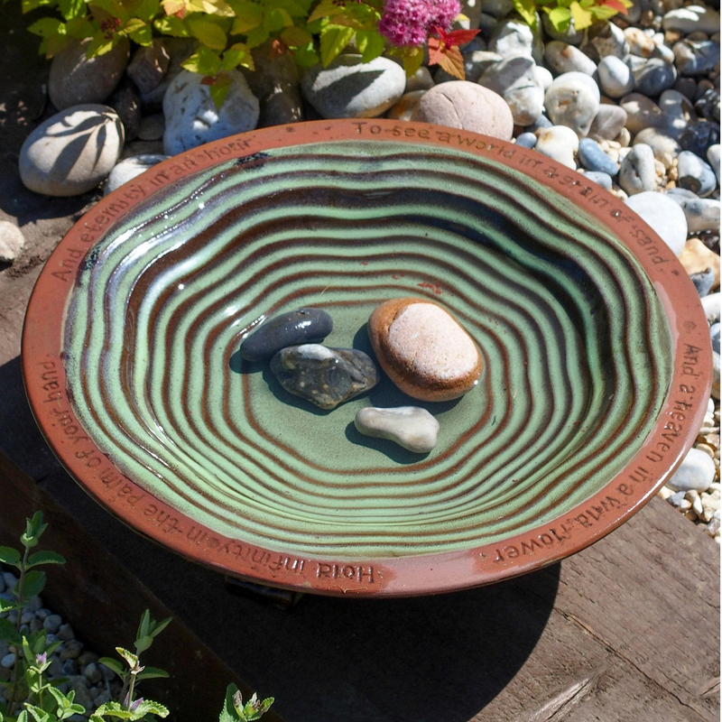 Echoes bird bath with 3 glazed feet