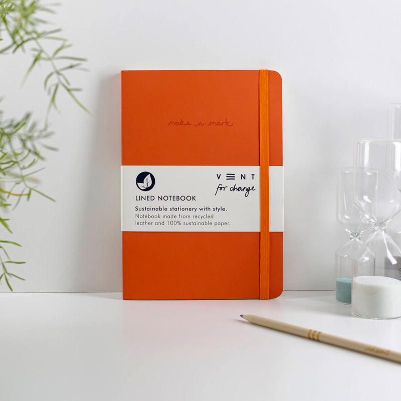 A5 recycled leather lined notebook - available in 7 colours