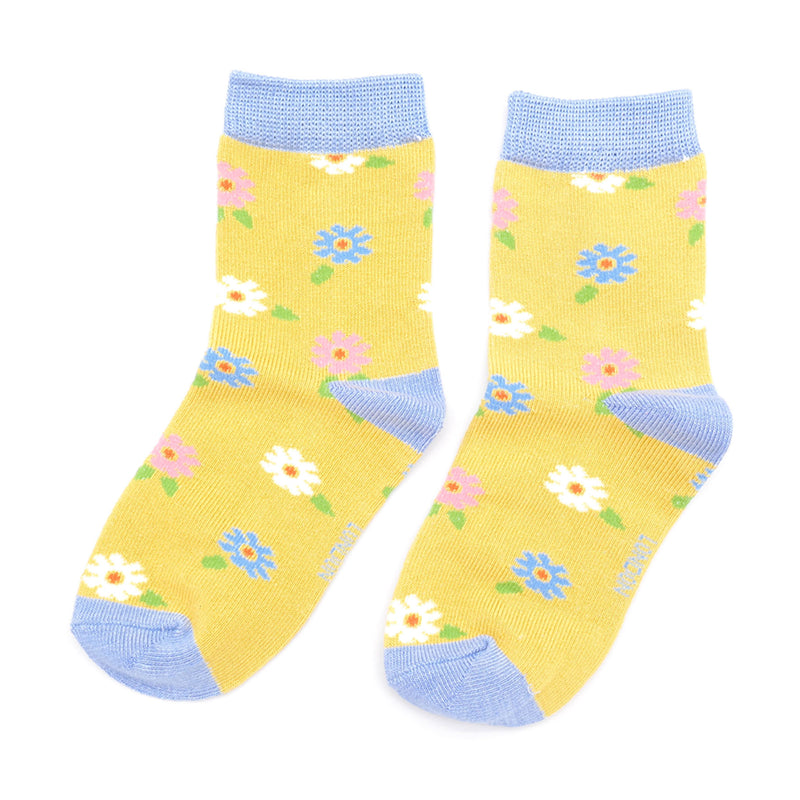 Yellow Ditsy flowers -  children's socks