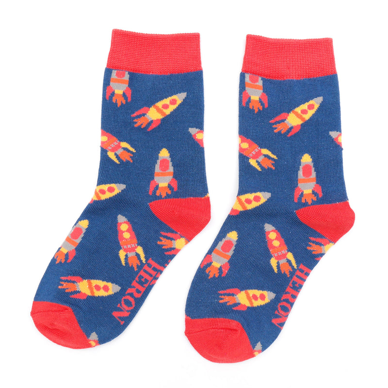 Children's rocket socks - navy