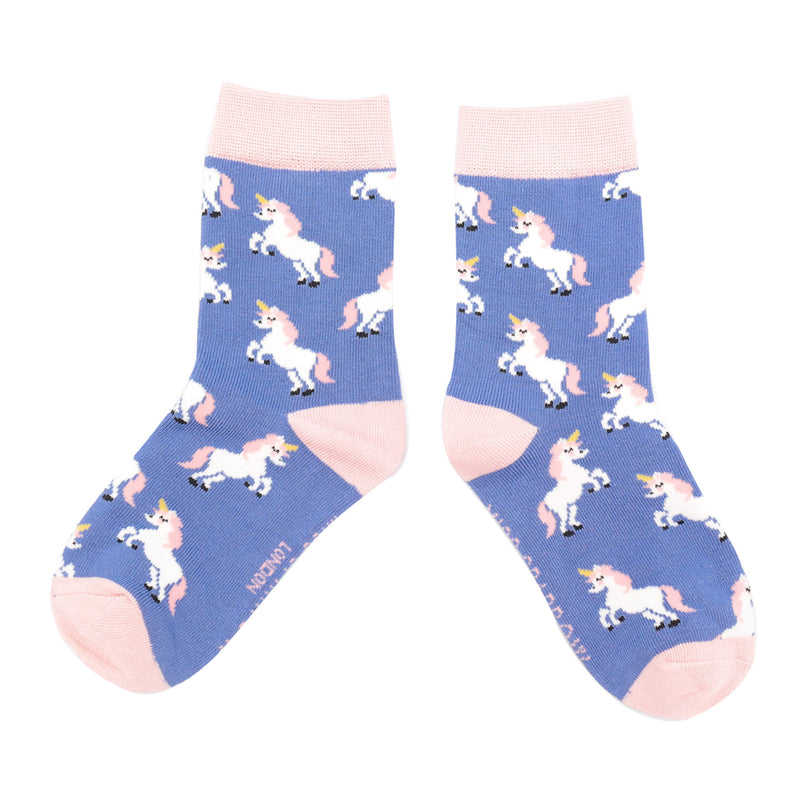 Children's unicorn socks - Denim/ Duck egg