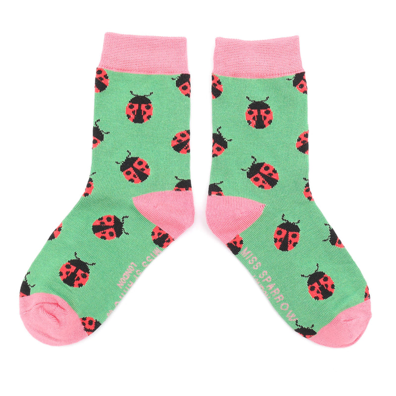 Children's ladybird socks - green