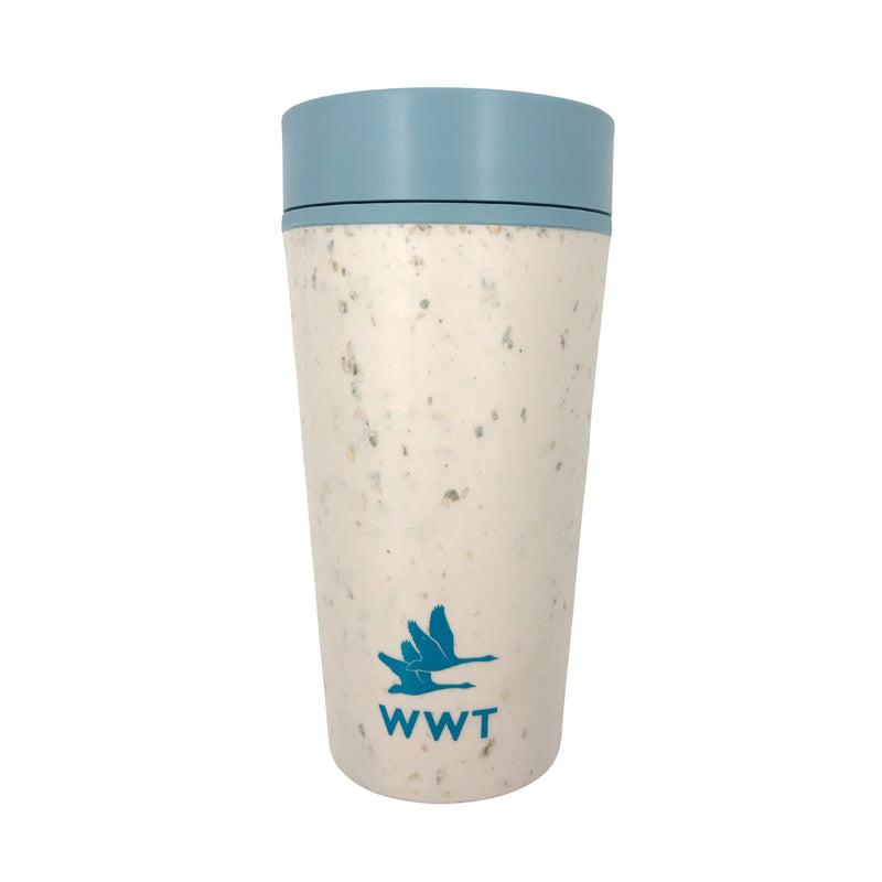 WWT reusable travel mug cream and faraway blue