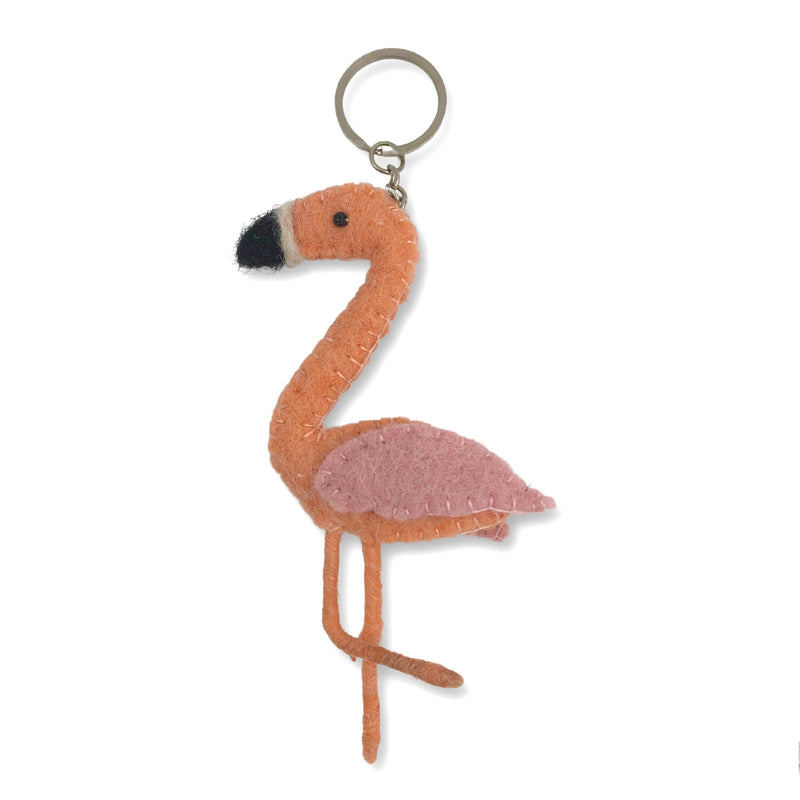 Flamingo felt keyring
