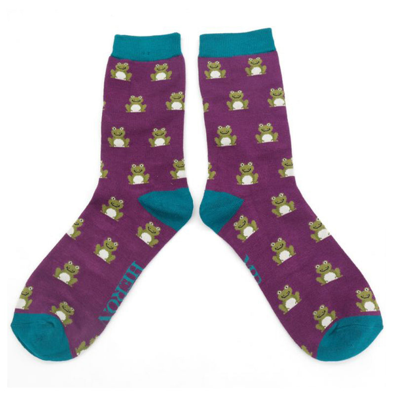 Men's purple frog socks