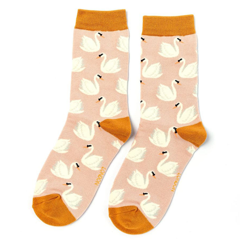 Ladies Dusty pink swans socks