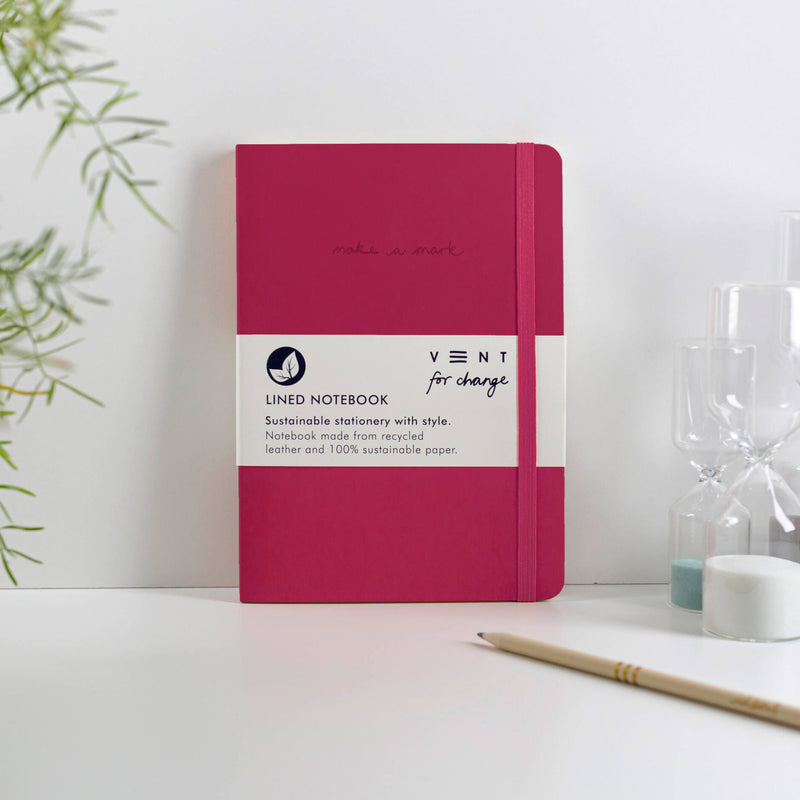 A5 recycled leather lined notebook - available in 7 colours